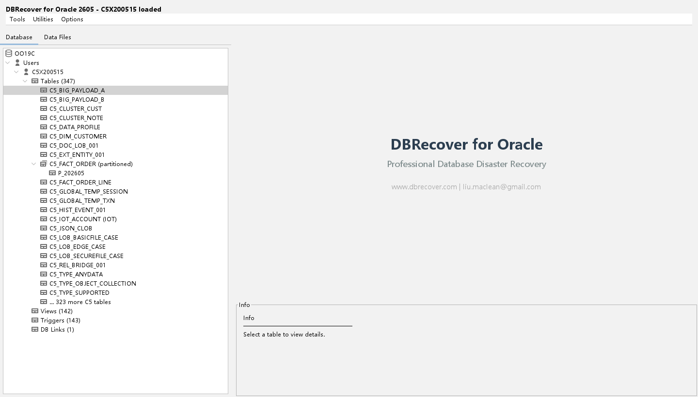 Loaded database tree