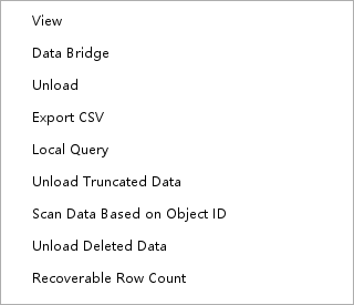 Table context menu